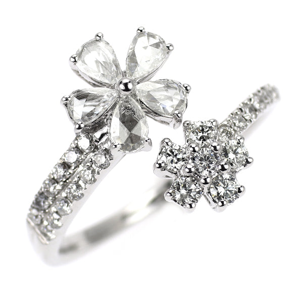 K18WG ダイヤモンド フォークリング 0.70ct フラワー