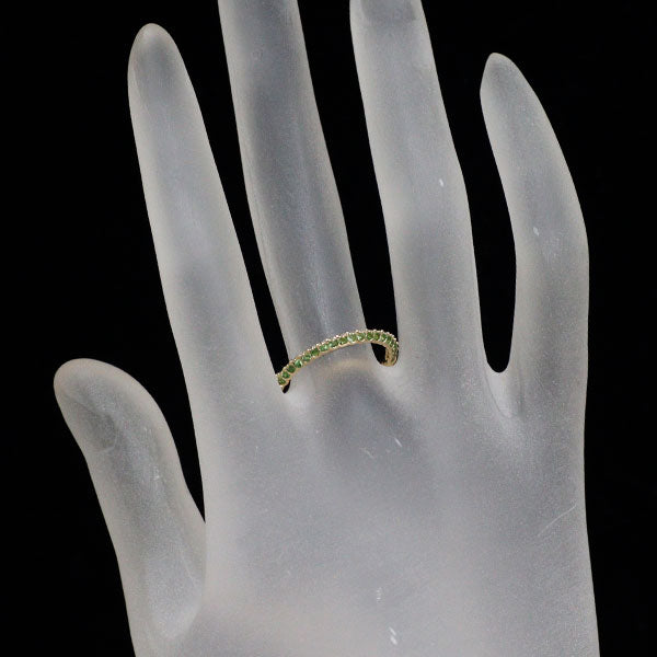 K18YG グリーン ガーネット ダイヤモンド リング 0.20ct D0.16ct ハーフエタニティ
