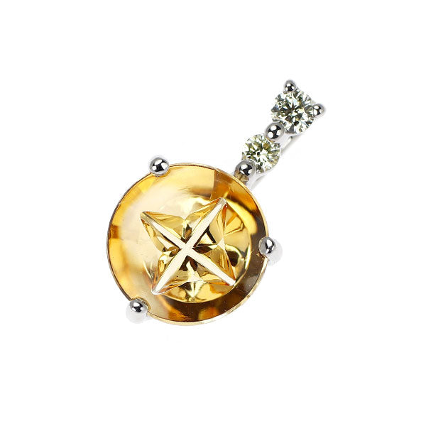 トム・ムーンシュタイナー/GSTV Pt950 シトリン ダイヤモンド ペンダントトップ 1.23ct D0.07ct