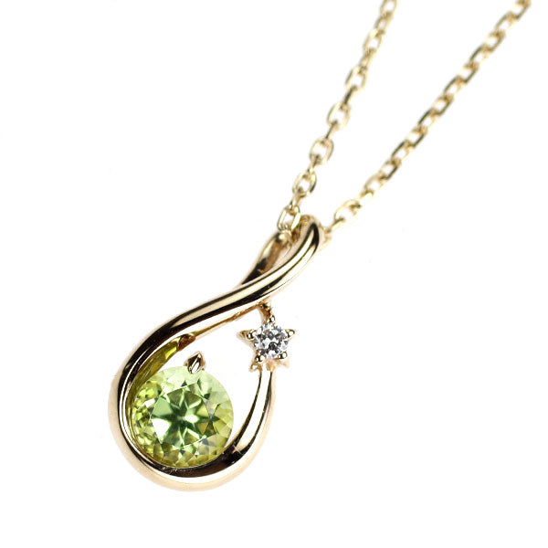 スタージュエリー K10YG ペリドット ダイヤモンド ペンダントネックレス 0.005ct