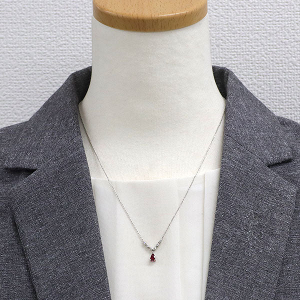 Pt900/ Pt850 ルビー ダイヤモンド ペンダントネックレス 0.371ct D0.11ct