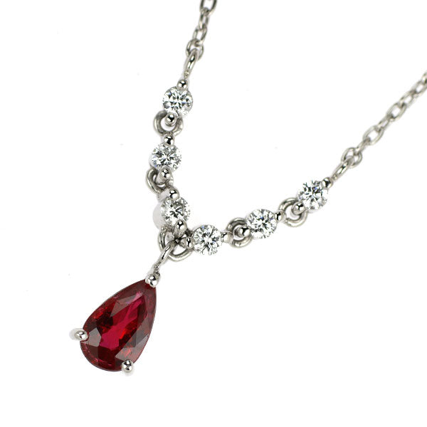 Pt900/ Pt850 ルビー ダイヤモンド ペンダントネックレス 0.371ct D0