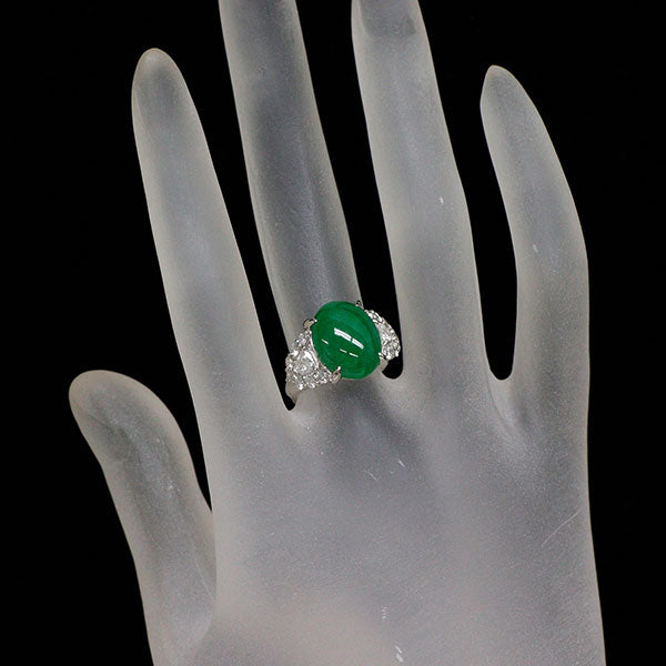 Pt900 翡翠/ヒスイ ダイヤモンド リング 6.35ct D0.89ct