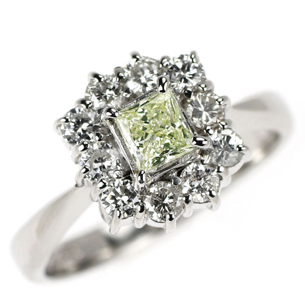 Pt900 天然グリーンダイヤモンド リング 0.333ct LYG VS1 D0.53ct