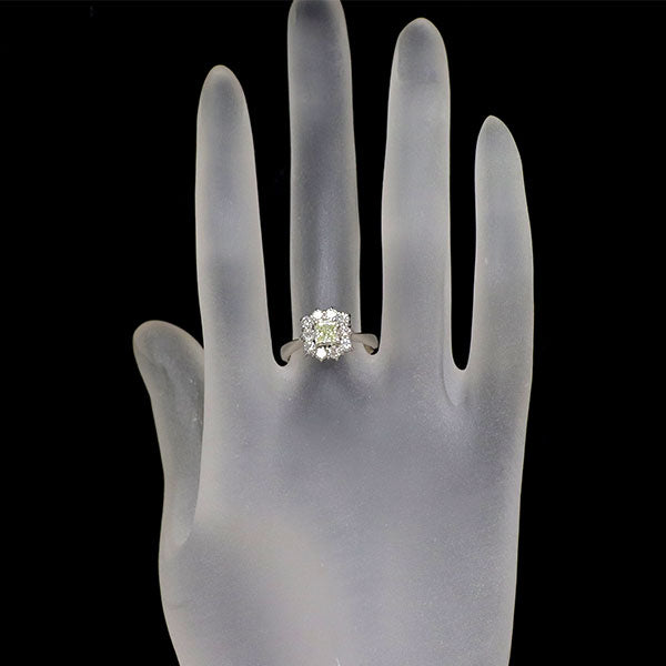 Pt900 天然グリーンダイヤモンド リング 0.333ct LYG VS1 D0.53ct