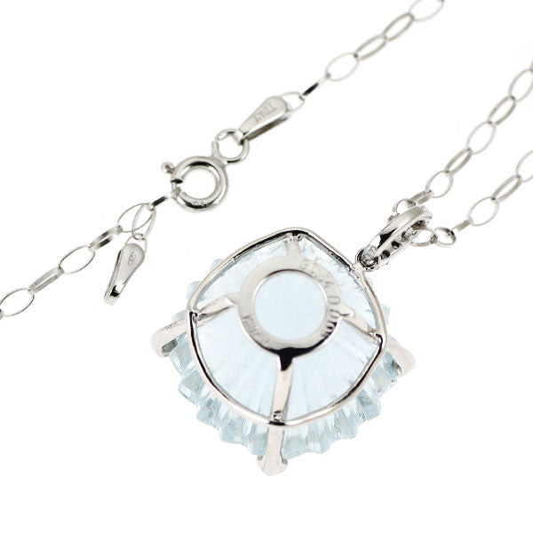 K18WG ブルートパーズ ダイヤモンド ペンダントネックレス 30.54ct D0.05ct