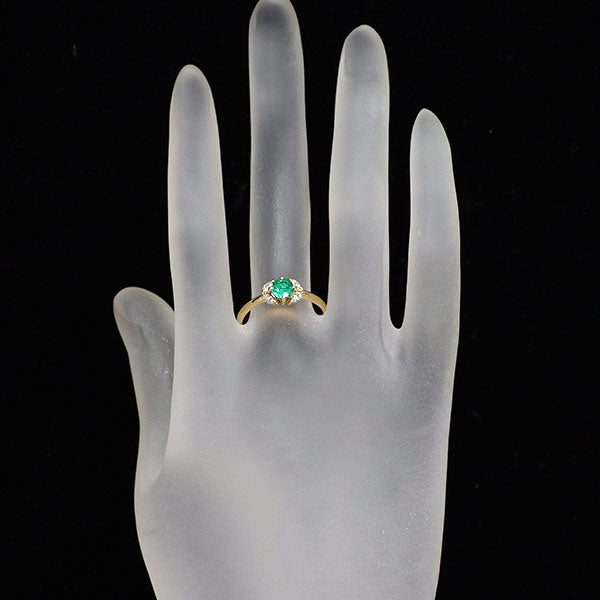 K18YG エメラルド ダイヤモンド リング 0.43ct D0.18ct