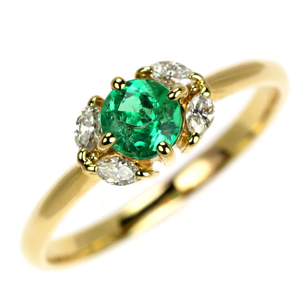 K18YG エメラルド ダイヤモンド リング 0.43ct D0.18ct
