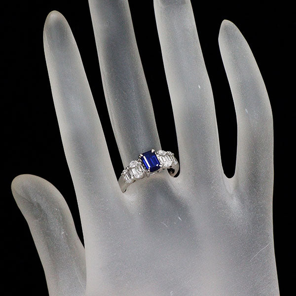 Pt900 サファイア ダイヤモンド リング 1.10ct D0.50ct