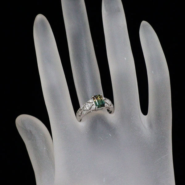 Pt950 バイカラーサファイア ダイヤモンド リング 1.41ct D0.16ct