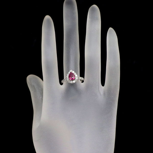Pt900 非加熱ルビー ダイヤモンド リング 1.09ct D0.70ct