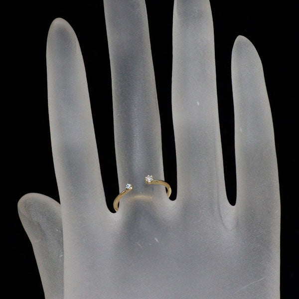 K18YG カラーレス/トリートブルー ダイヤモンド リング 0.04ct フォーク