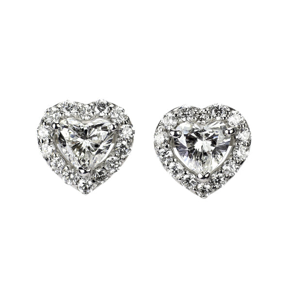 新品 Pt950/ Pt900 ハートシェイプ ダイヤモンド ピアス 0.642ct G SI2 D0.26ct 【エスコレ】