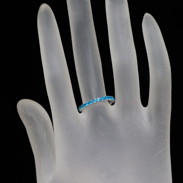 新品 Pt950 ネオンブルーアパタイト リング 0.60ct【エスコレ】ハーフエタニティ