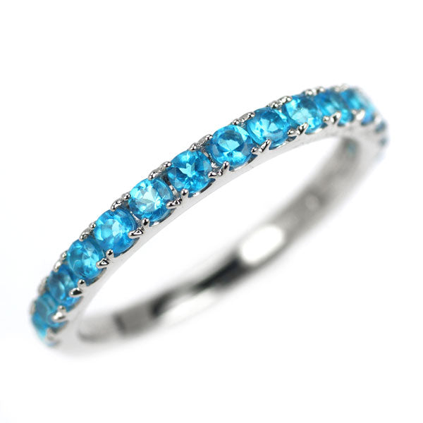 新品 Pt950 ネオンブルーアパタイト リング 0.60ct【エスコレ】ハーフエタニティ