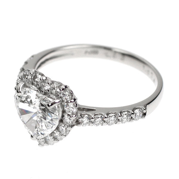 新品 Pt950 ハートシェイプ ダイヤモンド リング 1.074ct E VS2 D0.53ct 【エスコレ】