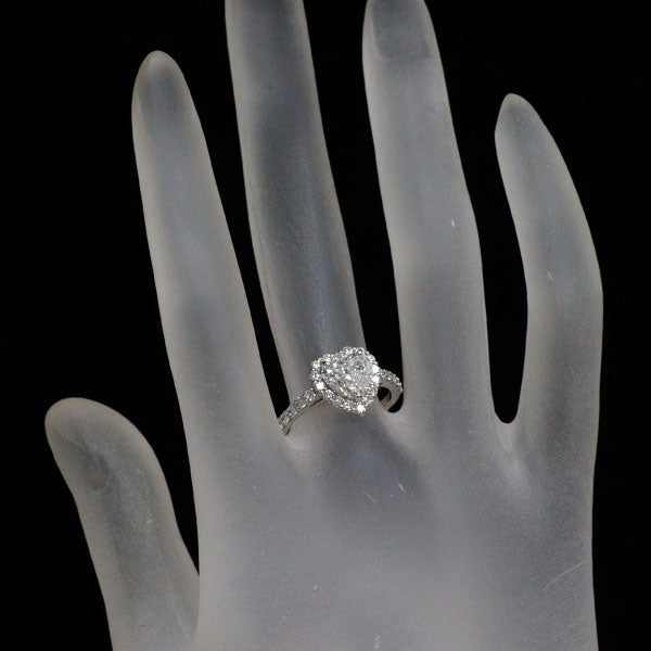 新品 Pt950 ハートシェイプ ダイヤモンド リング 1.074ct E VS2 D0.53ct 【エスコレ】