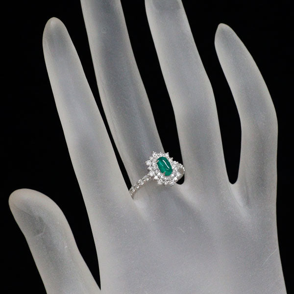 新品 Pt950 GIA鑑定書付 コロンビア産上質F1エメラルドキャッツアイ ダイヤモンド リング 0.43ct D0.53ct 【エスコレ】希少