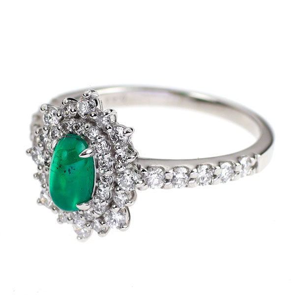 新品 Pt950 GIA鑑定書付 コロンビア産上質F1エメラルドキャッツアイ ダイヤモンド リング 0.43ct D0.53ct 【エスコレ】希少