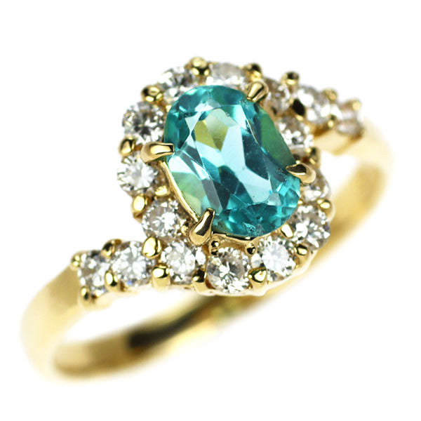 K18YG アパタイト ダイヤモンド リング 0.84ct D0.46ct