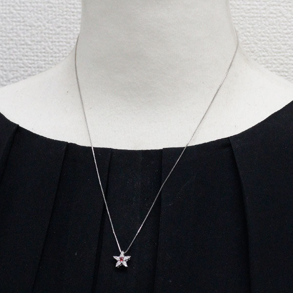 星の砂 Pt900/ Pt850 ピンクトルマリン ダイヤモンド ペンダントネックレス 0.07ct D0.26ct スター 星