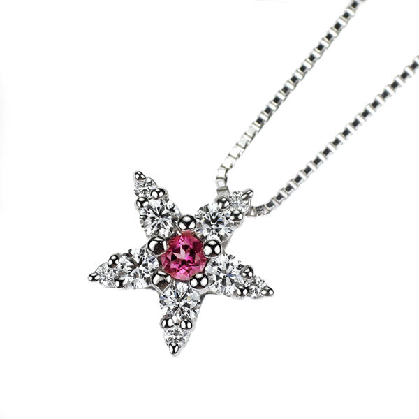 星の砂 Pt900/ Pt850 ピンクトルマリン ダイヤモンド ペンダントネックレス 0.07ct D0.26ct スター 星
