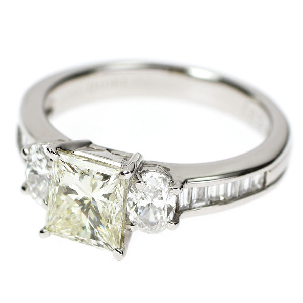 Pt900 プリンセスカット ダイヤモンド リング 1.537ct VLY SI2 D0.90ct