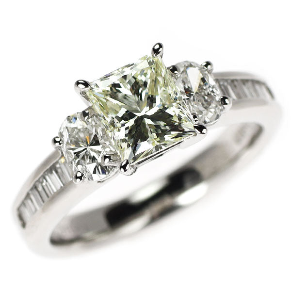 Pt900 プリンセスカット ダイヤモンド リング 1.537ct VLY SI2 D0.90ct