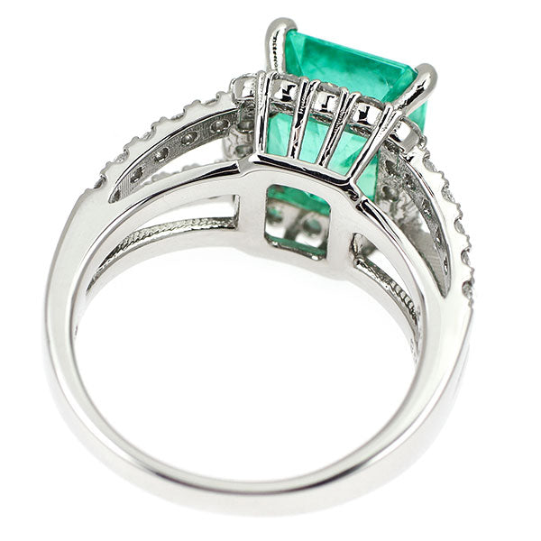 Pt900 エメラルド ダイヤモンド リング 3.38ct D0.72ct