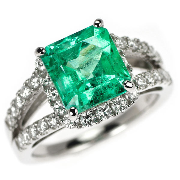 Pt900 エメラルド ダイヤモンド リング 3.38ct D0.72ct