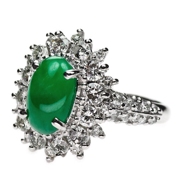 Pt950 翡翠 ダイヤモンド リング 2.492ct D1.93ct