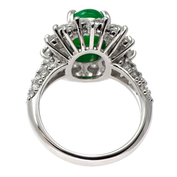 Pt950 翡翠 ダイヤモンド リング 2.492ct D1.93ct