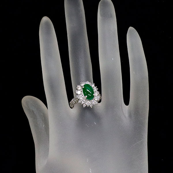 Pt950 翡翠 ダイヤモンド リング 2.492ct D1.93ct