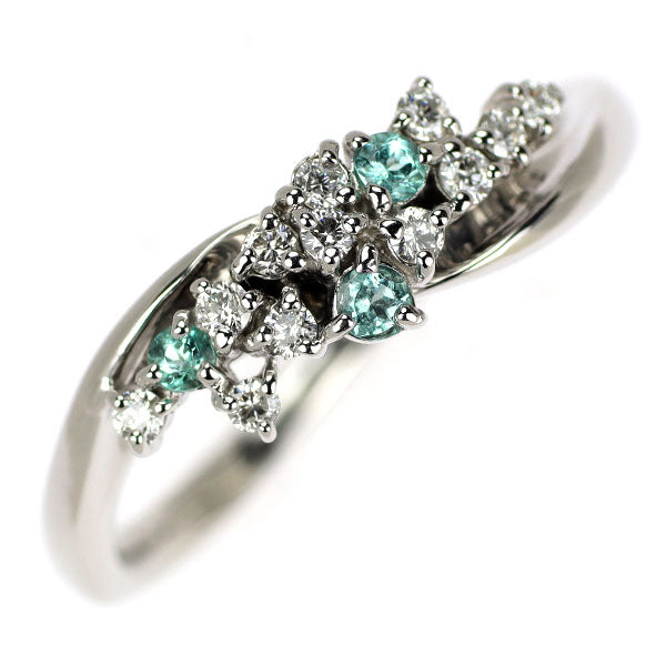 K18WG パライバトルマリン ダイヤモンド リング 0.13ct D0.20ct