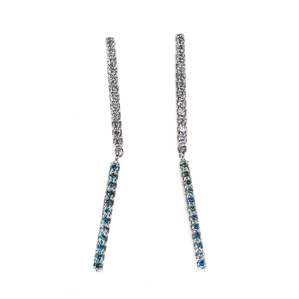 K18WG カラーレス/トリートブルー ダイヤモンド ピアス 0.32ct