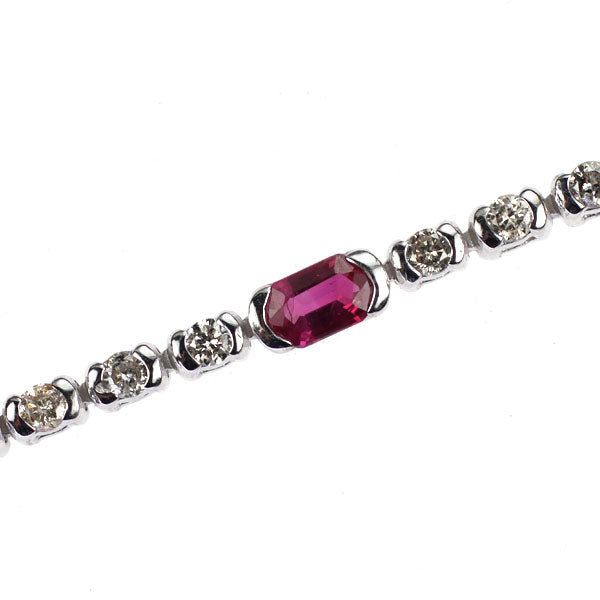 K18WG ルビー ダイヤモンド ブレスレット 0.65ct D0.90ct