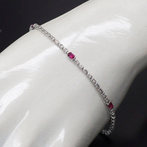 K18WG ルビー ダイヤモンド ブレスレット 0.65ct D0.90ct