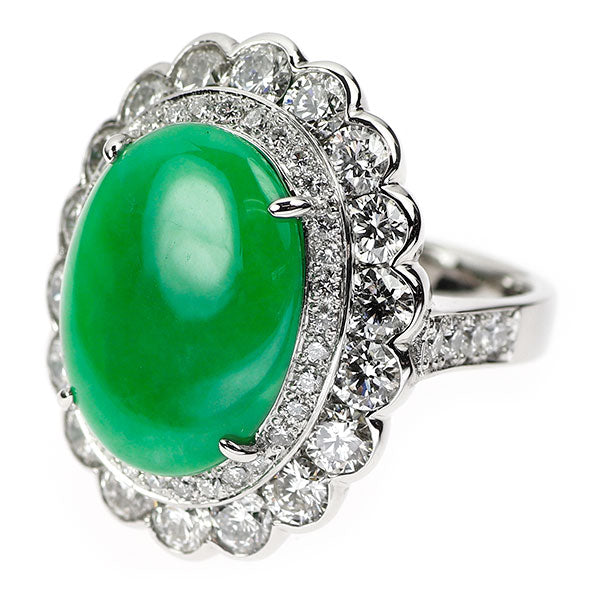 Pt900 翡翠 ダイヤモンド リング 9.26ct D3.35ct
