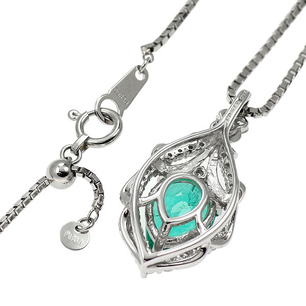 Pt950/ Pt850 ビビッドグリーン マイナー エメラルド ダイヤモンド ペンダントネックレス 1.32ct D0.33ct