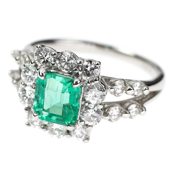 Pt950 エメラルド ダイヤモンド リング 1.22ct D1.18ct