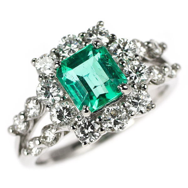 Pt950 エメラルド ダイヤモンド リング 1.22ct D1.18ct