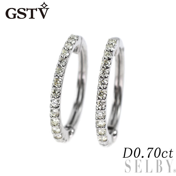GSTV Pt950 ダイヤモンド イヤリング 0.70ct フープ ピアリング