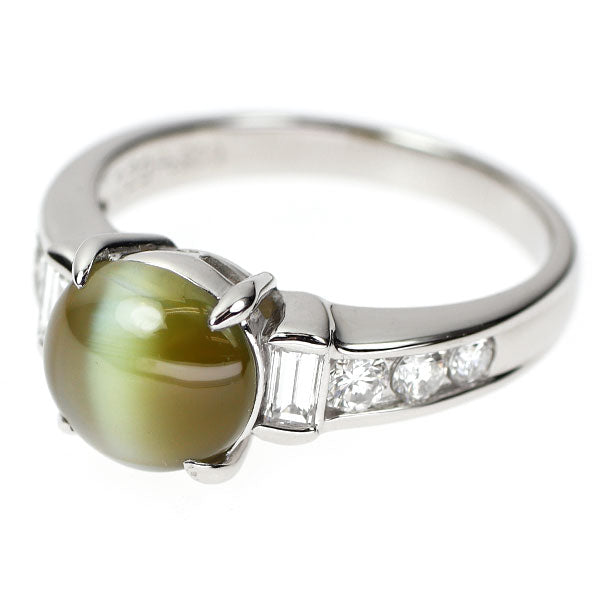 Pt900 クリソベリルキャッツアイ ダイヤモンド リング 3.29ct D0.58ct