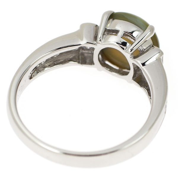 Pt900 クリソベリルキャッツアイ ダイヤモンド リング 3.29ct D0.58ct