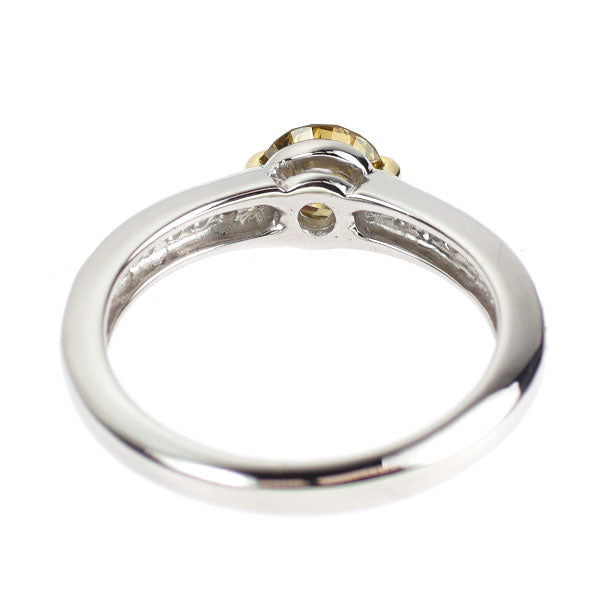 Pt900/K18YG トリートイエローグリーンダイヤモンド リング 0.566ct D0.085ct