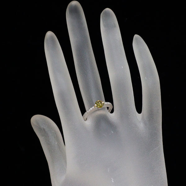 Pt900/K18YG トリートイエローグリーンダイヤモンド リング 0.566ct D0.085ct
