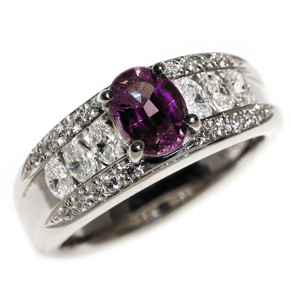 希少 Pt900 ブラジル産 アレキサンドライト ダイヤモンド リング 0.983ct D0.60ct