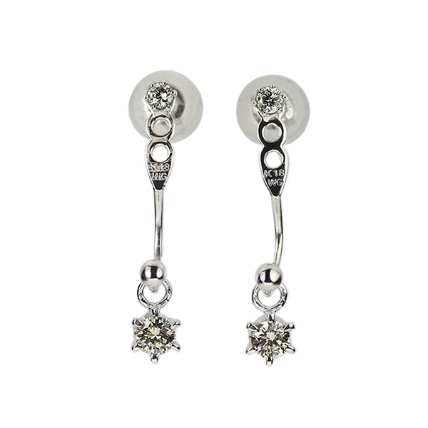 K18WG ダイヤモンド ピアス 0.17ct D0.05ct 2Way
