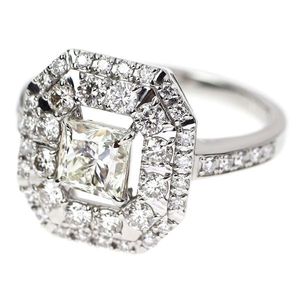Pt950 プリンセスカット ダイヤモンド リング 1.010ct D0.88ct