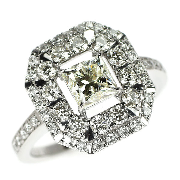 Pt950 プリンセスカット ダイヤモンド リング 1.010ct D0.88ct